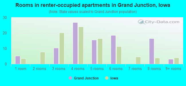 Rooms in renter-occupied apartments in Grand Junction, Iowa