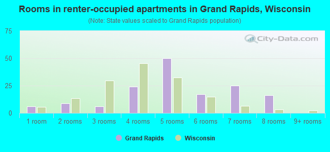Rooms in renter-occupied apartments in Grand Rapids, Wisconsin