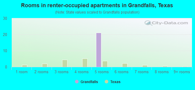 Rooms in renter-occupied apartments in Grandfalls, Texas