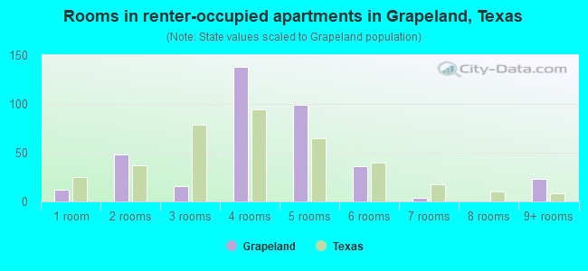 Rooms in renter-occupied apartments in Grapeland, Texas