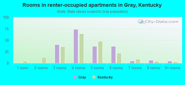 Rooms in renter-occupied apartments in Gray, Kentucky