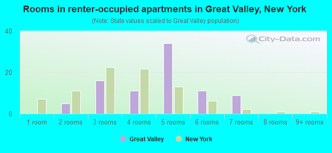Rooms in renter-occupied apartments in Great Valley, New York