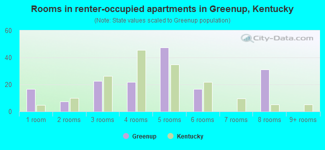 Rooms in renter-occupied apartments in Greenup, Kentucky