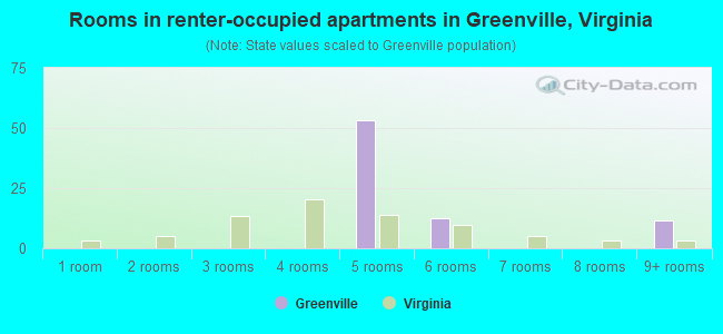 Rooms in renter-occupied apartments in Greenville, Virginia