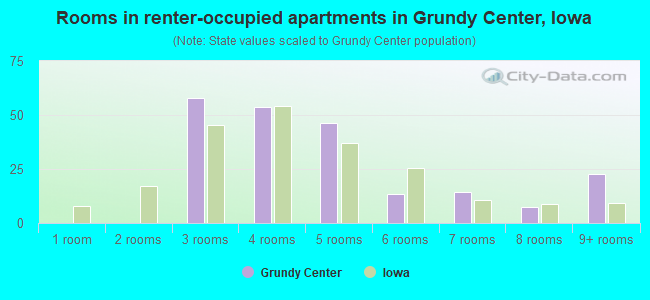 Rooms in renter-occupied apartments in Grundy Center, Iowa
