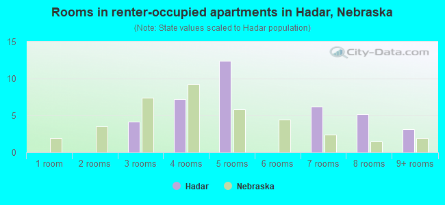 Rooms in renter-occupied apartments in Hadar, Nebraska