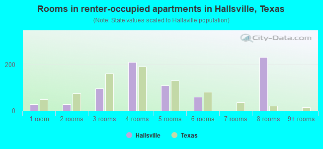 Rooms in renter-occupied apartments in Hallsville, Texas