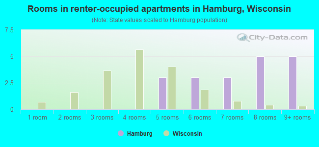 Rooms in renter-occupied apartments in Hamburg, Wisconsin