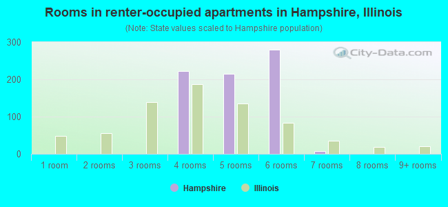 Rooms in renter-occupied apartments in Hampshire, Illinois