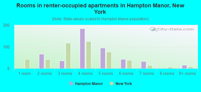 Rooms in renter-occupied apartments in Hampton Manor, New York