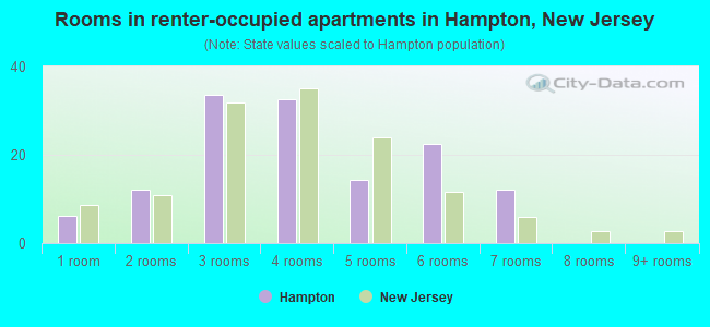 Rooms in renter-occupied apartments in Hampton, New Jersey