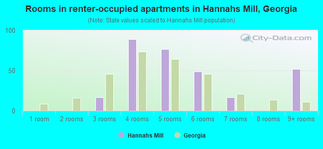 Rooms in renter-occupied apartments in Hannahs Mill, Georgia