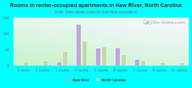 Rooms in renter-occupied apartments in Haw River, North Carolina