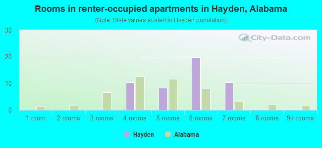 Rooms in renter-occupied apartments in Hayden, Alabama