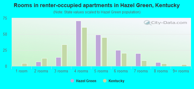 Rooms in renter-occupied apartments in Hazel Green, Kentucky