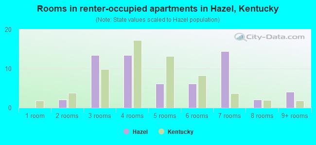 Rooms in renter-occupied apartments in Hazel, Kentucky