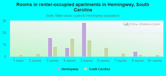 Rooms in renter-occupied apartments in Hemingway, South Carolina