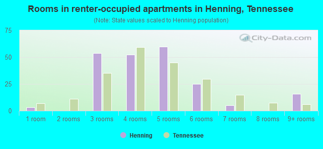 Rooms in renter-occupied apartments in Henning, Tennessee