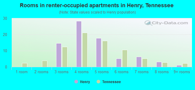 Rooms in renter-occupied apartments in Henry, Tennessee