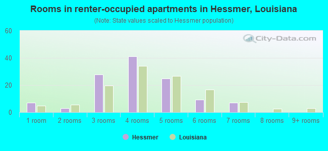 Rooms in renter-occupied apartments in Hessmer, Louisiana