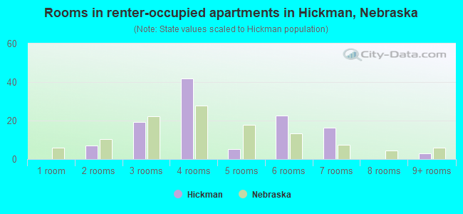 Rooms in renter-occupied apartments in Hickman, Nebraska