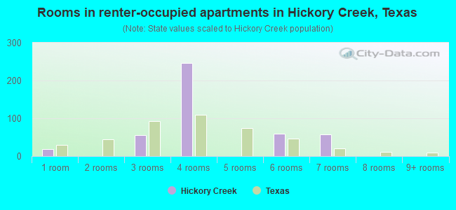 Rooms in renter-occupied apartments in Hickory Creek, Texas