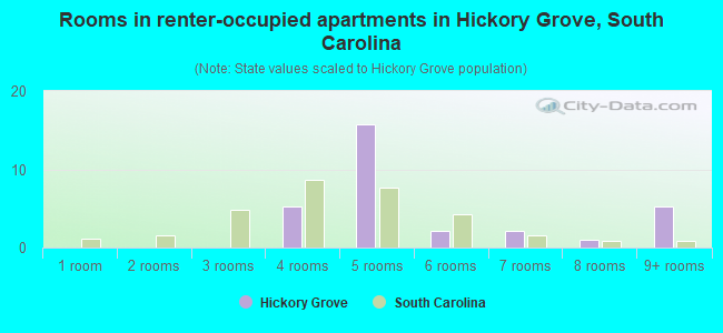 Rooms in renter-occupied apartments in Hickory Grove, South Carolina