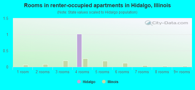 Rooms in renter-occupied apartments in Hidalgo, Illinois