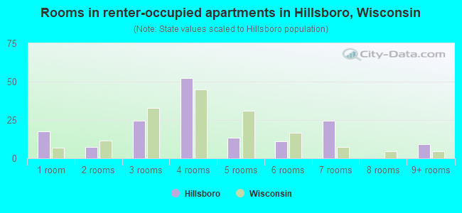 Rooms in renter-occupied apartments in Hillsboro, Wisconsin