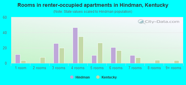 Rooms in renter-occupied apartments in Hindman, Kentucky