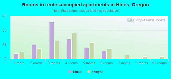 Rooms in renter-occupied apartments in Hines, Oregon