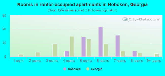 Rooms in renter-occupied apartments in Hoboken, Georgia