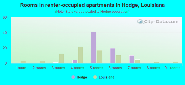 Rooms in renter-occupied apartments in Hodge, Louisiana