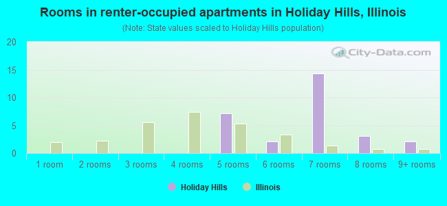 Rooms in renter-occupied apartments in Holiday Hills, Illinois