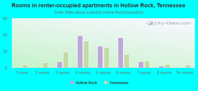 Rooms in renter-occupied apartments in Hollow Rock, Tennessee