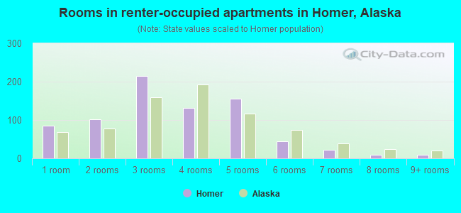 Rooms in renter-occupied apartments in Homer, Alaska