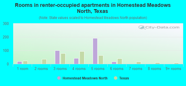 Rooms in renter-occupied apartments in Homestead Meadows North, Texas