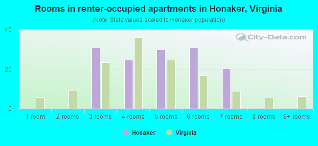 Rooms in renter-occupied apartments in Honaker, Virginia