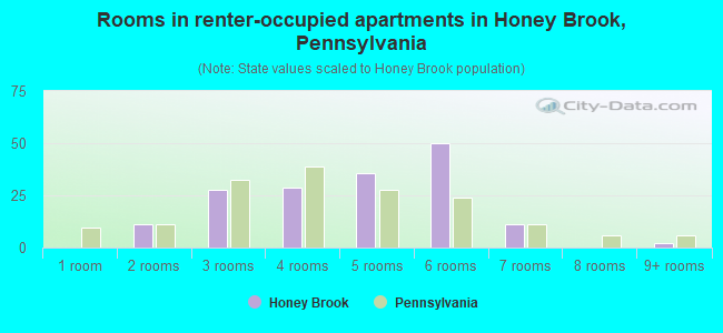 Rooms in renter-occupied apartments in Honey Brook, Pennsylvania