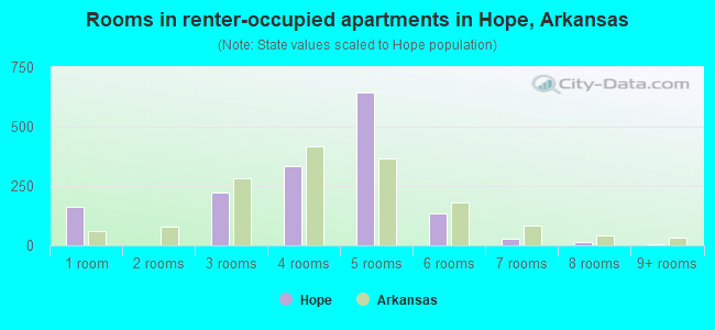 Rooms in renter-occupied apartments in Hope, Arkansas