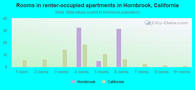 Rooms in renter-occupied apartments in Hornbrook, California