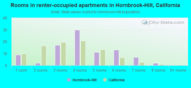 Rooms in renter-occupied apartments in Hornbrook-Hilt, California