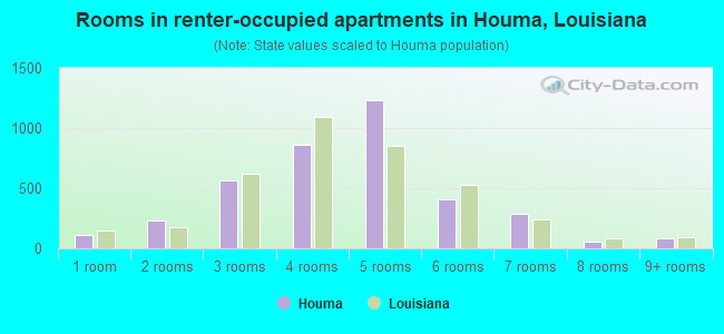 Rooms in renter-occupied apartments in Houma, Louisiana