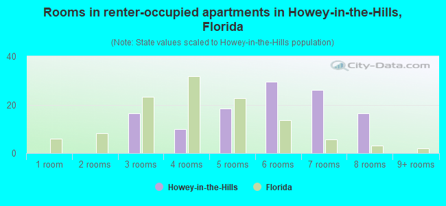 Rooms in renter-occupied apartments in Howey-in-the-Hills, Florida