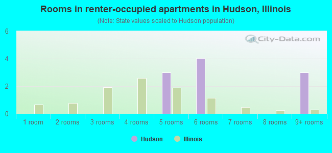 Rooms in renter-occupied apartments in Hudson, Illinois