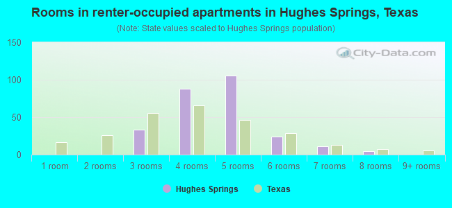 Rooms in renter-occupied apartments in Hughes Springs, Texas