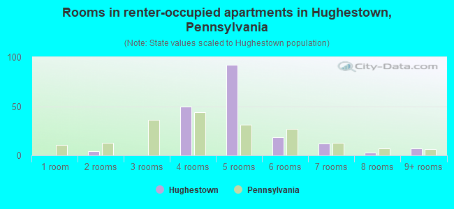 Rooms in renter-occupied apartments in Hughestown, Pennsylvania