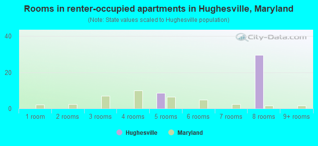 Rooms in renter-occupied apartments in Hughesville, Maryland