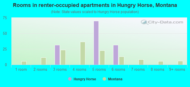 Rooms in renter-occupied apartments in Hungry Horse, Montana
