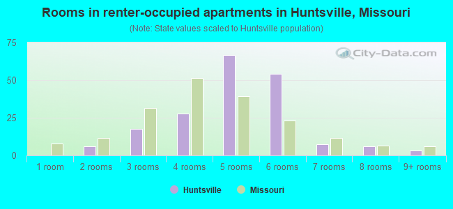 Rooms in renter-occupied apartments in Huntsville, Missouri